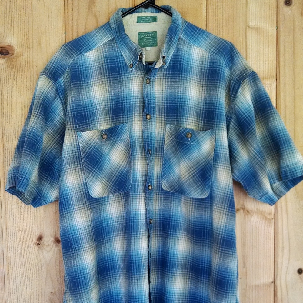 Baxter Brand Natural Clothing Mens L Plaid SS